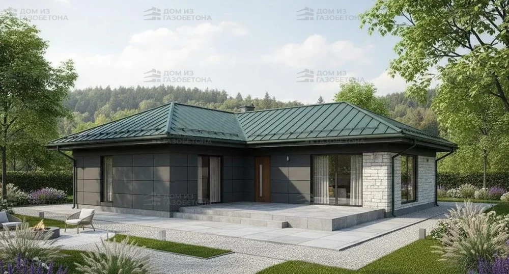 Проект Одноэтажный дом 17 на 22, 199 м2