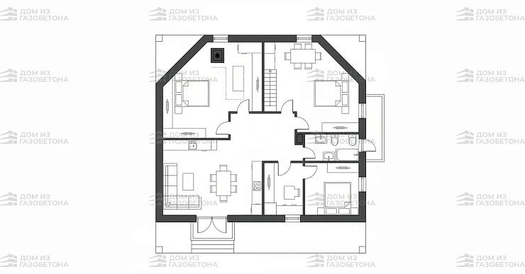 Проект Двухэтажный дом 12 на 9, 91 м2